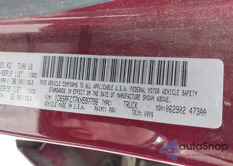 2019 Ram 1500 Tradesman 4X4 6'4 Box из США, поврежденный, VIN 1C6SRFCT7KN597796